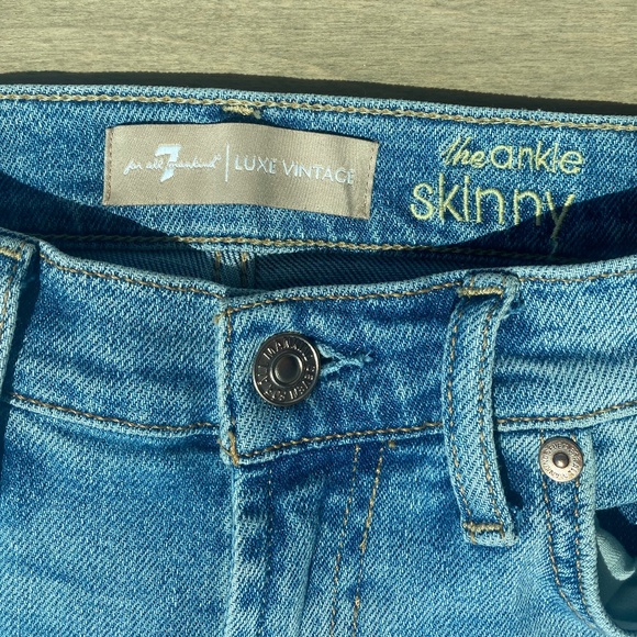 7 For All Mankind jeans Luxe Vintage Ankle Skinny Flora Beaded Fringe 26 - Picture 11 of 15